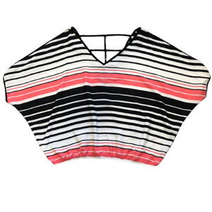 Batwing striped top with cross cross back detail